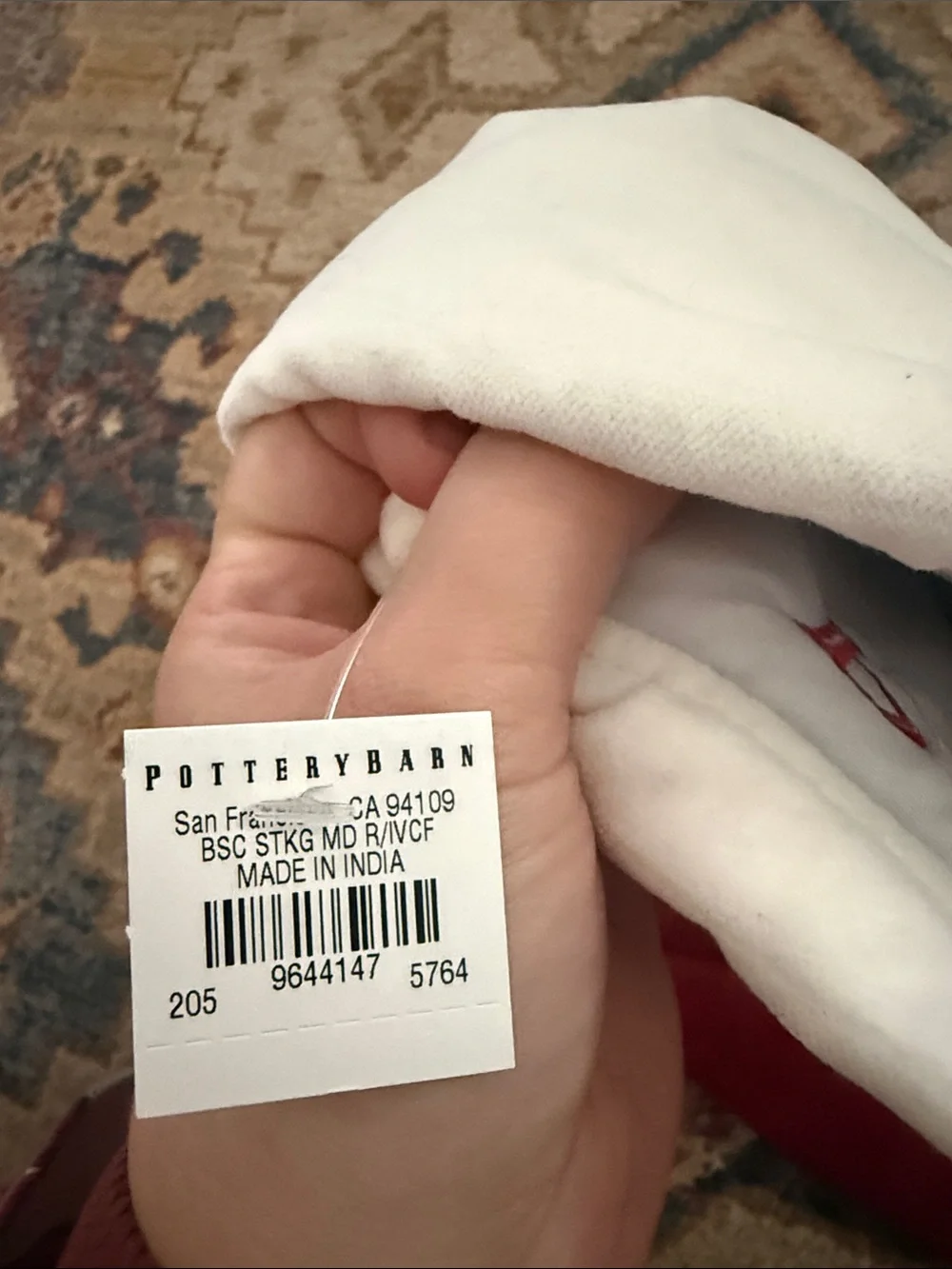 Pottery Barn Red and White Velvet Personalized Christmas Stocking - 